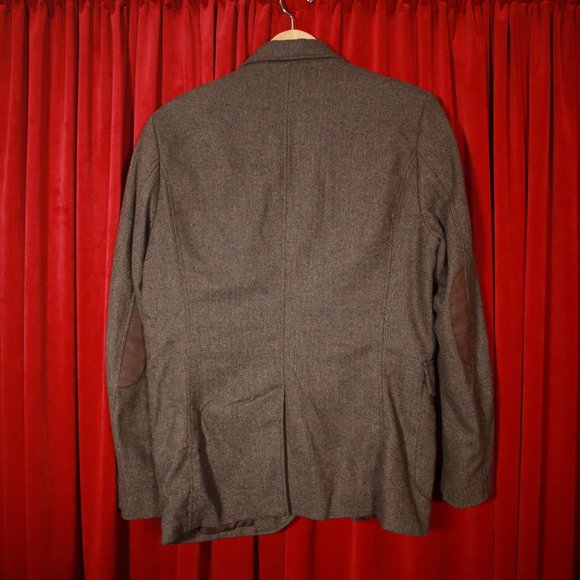 H&M Tweedy Brown Herringbone Blazer w/ Elbow Patch - Picture 2 of 6